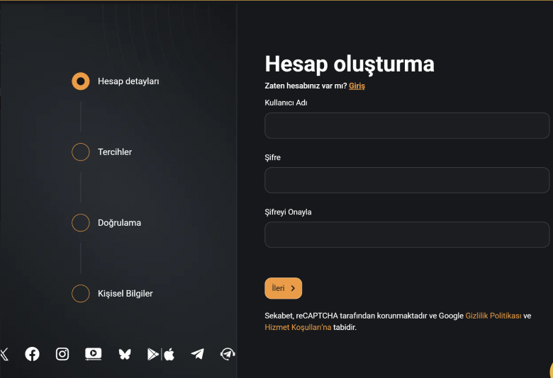 Sekabet'e Kayıt